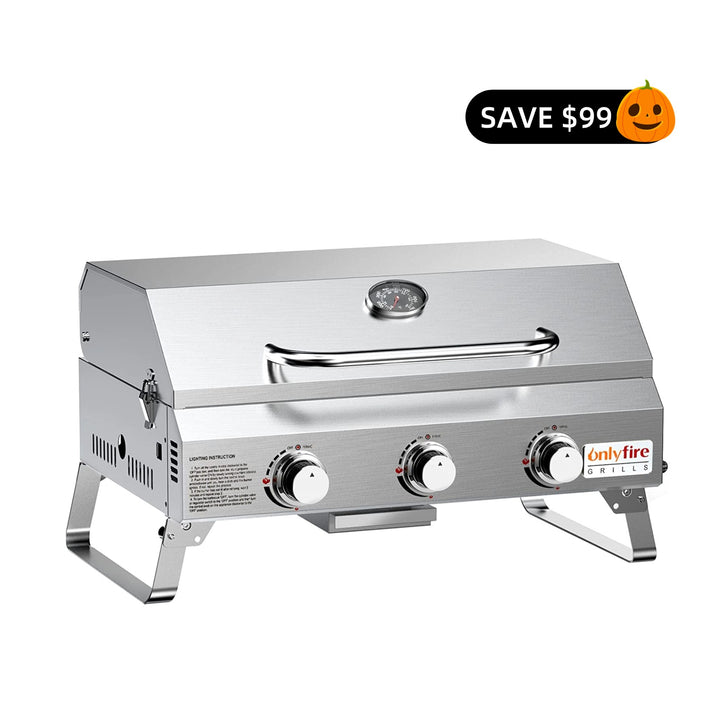 Onlyfire Tabletop Gas Grill 3 Burners, 24"  Propane Grill