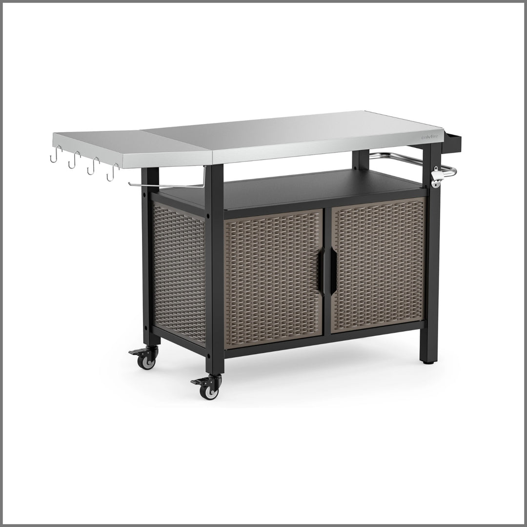 Onlyfire 9120 BBQ Storage Cart Table,With Large Flattop Worktable and Closed Storage Space