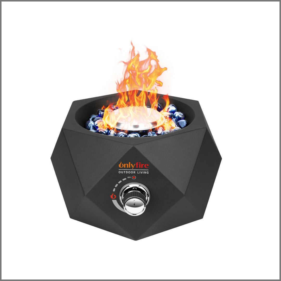 Propane Fire Pit with Blue Fire Glass Stones-14''