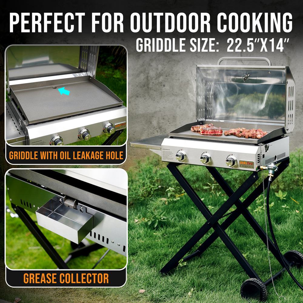 Onlyfire Outdoor-Propangasbrenner, tragbarer Wok-Brenner-Ständer mit  Wok-Halterungen und abnehmbaren und verstellbaren Beinen für  Outdoor-Camping
