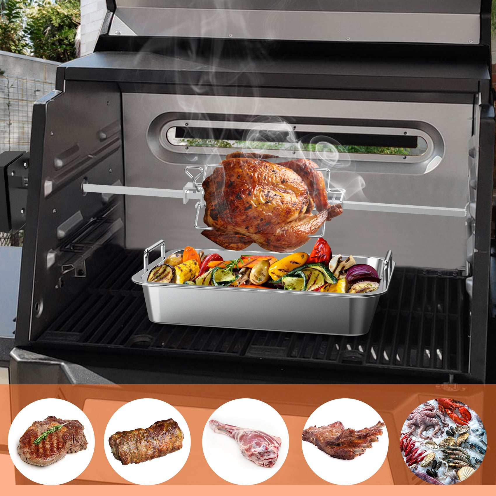 only fire Rotisserie Kit BBQ Grilling for Masterbuilt Gravity 560 and OnlyFire