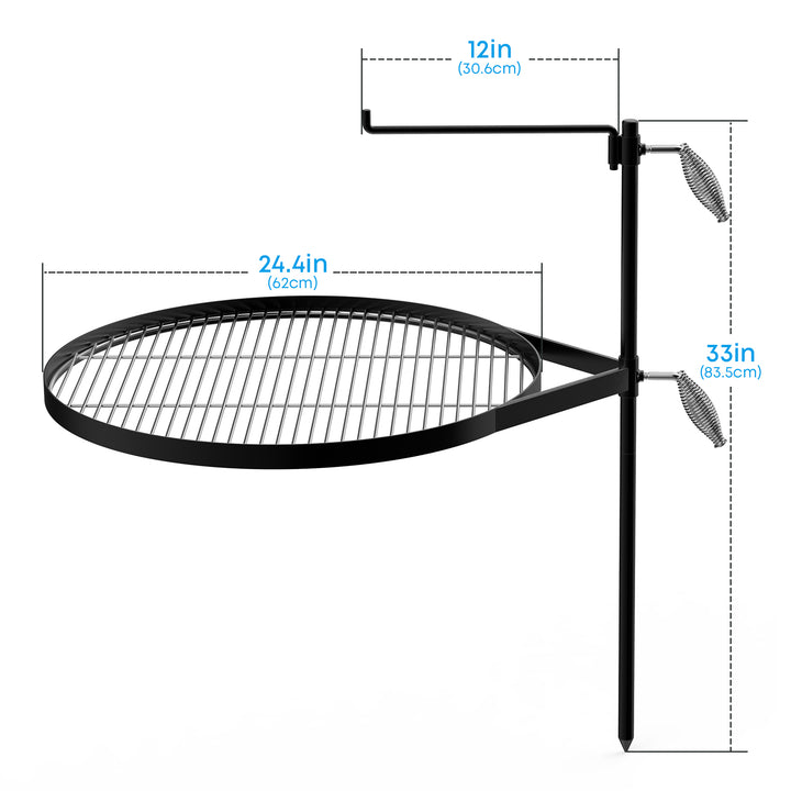 Onlyfire Fire Pit with 24”Grill Grate and Barbecue Rod OnlyFire