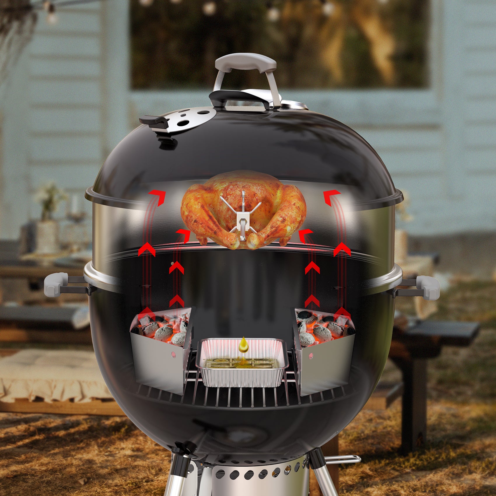 Weber charcoal clearance grill rotisserie