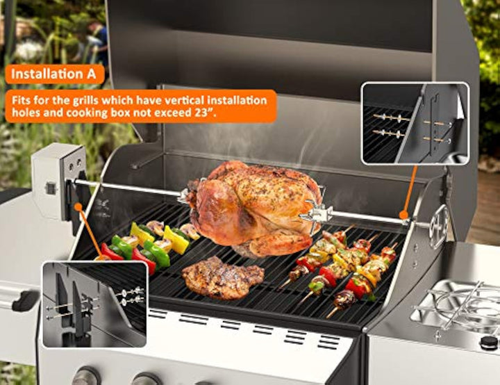 onlyfire Universal Rotisserie Kit Grilling for Gas Grills OnlyFire